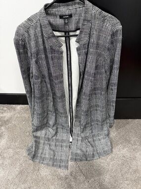 Alfani Gray & Black Plaid Open-Front Blazer